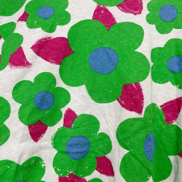 Zara Cotton Green and White Short Sleeve T-Shirt with Floral Pattern Size M - Picture 2 of 5